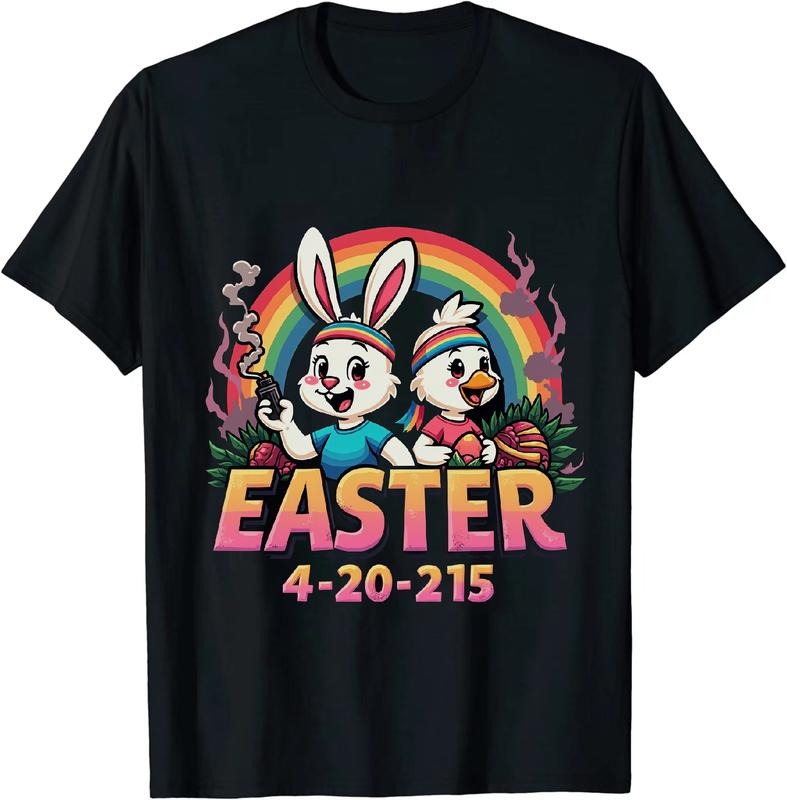 [100% Cotton] Cool Easter 4 20 25 T - Shirt With Bunny Duck And Egg Decor Hoodie, Sweatshirt | HypeDripTees.com
