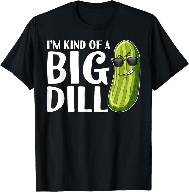 [100% Cotton] Cool Pickle With Sunglasses Saying Big Dill Humorous T-Shirt For Fun Lovers Hoodie, Sweatshirt