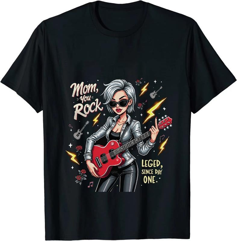 [100% Cotton] Cool Rock Mom Electric Guitar Player T-Shirt With Bold Design Hoodie, Sweatshirt | HypeDripTees.com