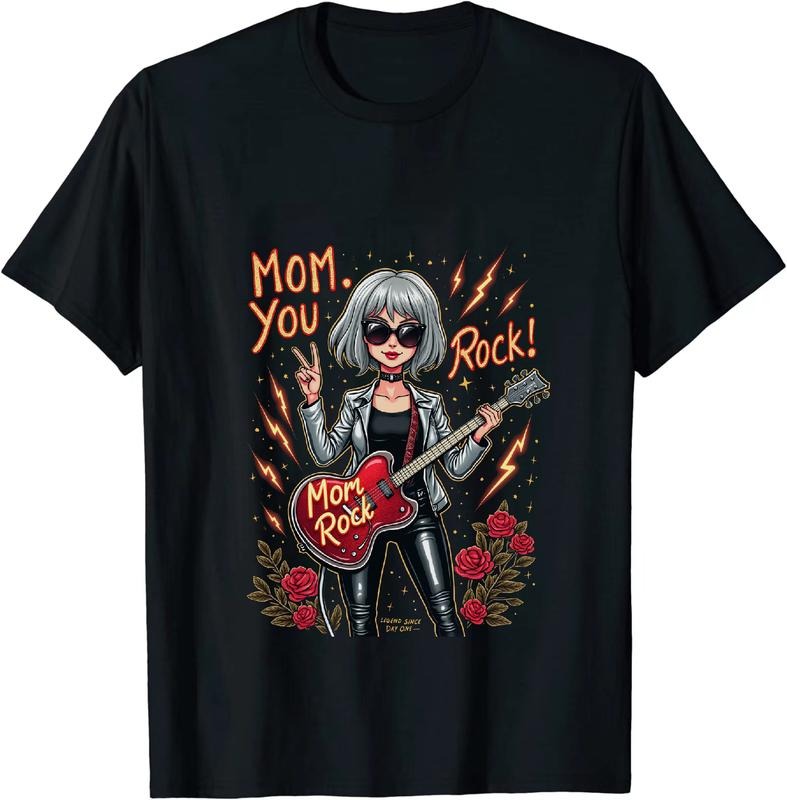 [100% Cotton] Cool Rock Mom With Electric Guitar Morbid Rock T-Shirt Hoodie, Sweatshirt | HypeDripTees.com