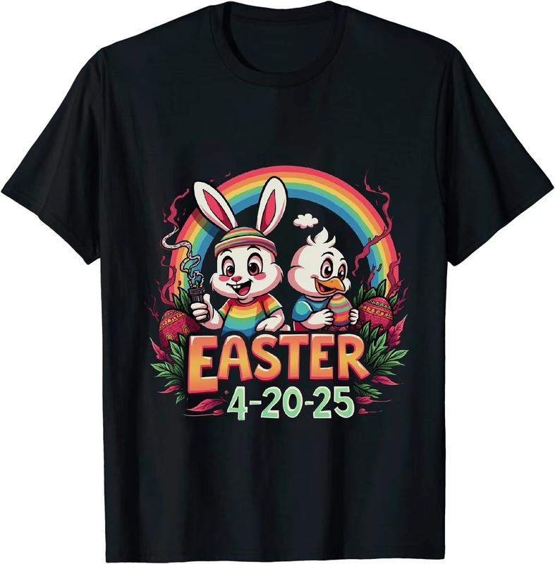 [100% Cotton] Countly Easter 4 20 25 Bunny Duck T - Shirt With Greenery Hoodie, Sweatshirt | HypeDripTees.com