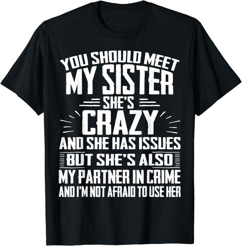 [100% Cotton] Crazy Sister Partner In Crime Funny Sibling Love T-Shirt Hoodie, Sweatshirt | HypeDripTees.com