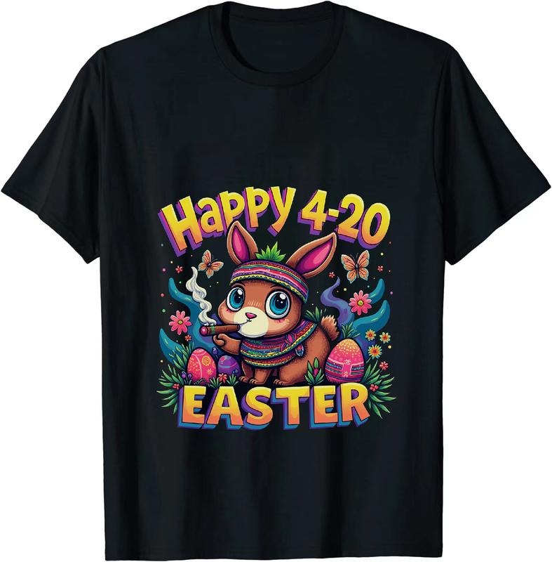 [100% Cotton] Crown Inspired Happy 4 - 20 Easter T - Shirt With Bunny And Decor Hoodie, Sweatshirt | HypeDripTees.com