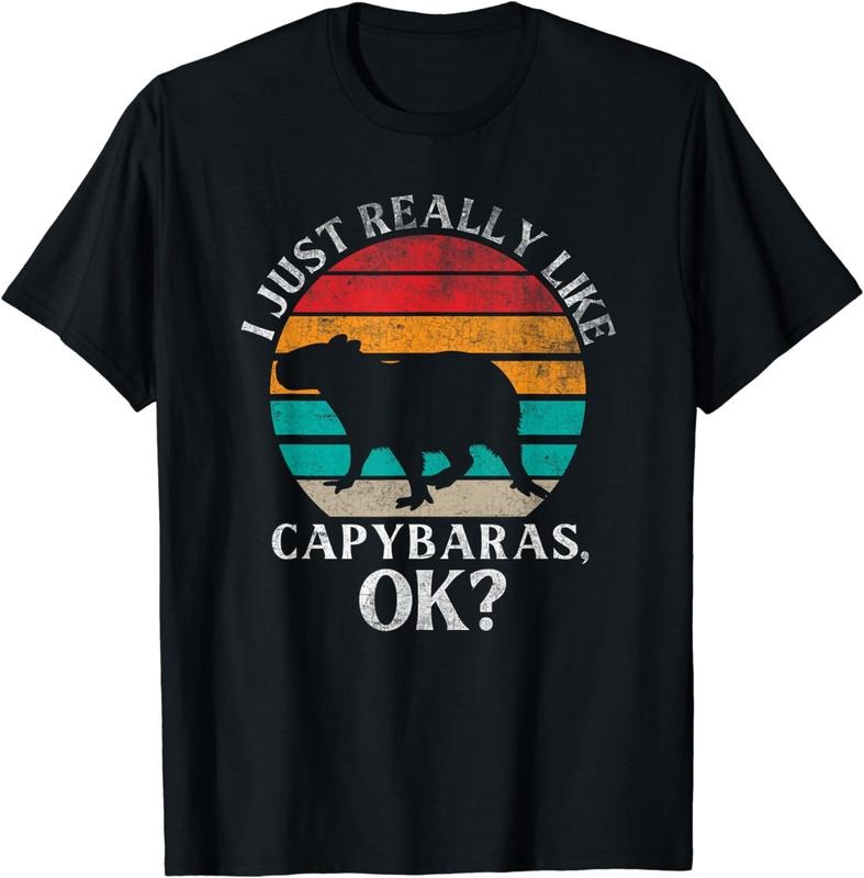 [100% Cotton] Cute Bear Walking With Colorful Gradient I Just Really Like Capybaras Funny T-Shirt Hoodie, Sweatshirt
