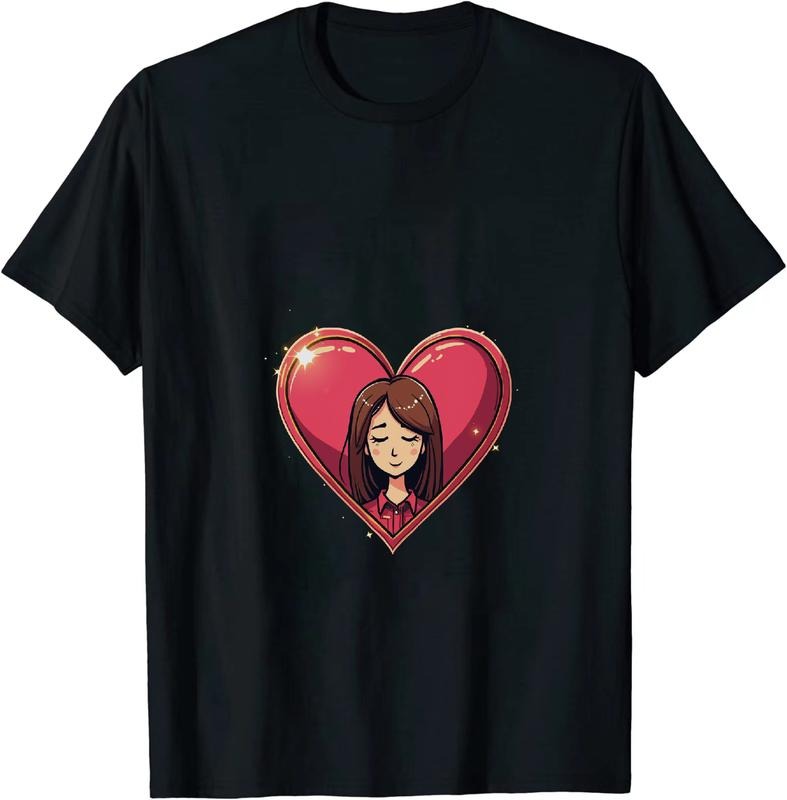 [100% Cotton] Cute Cartoon Girl In Red Heart Magical Sparkle Design T-Shirt Hoodie, Sweatshirt | HypeDripTees.com