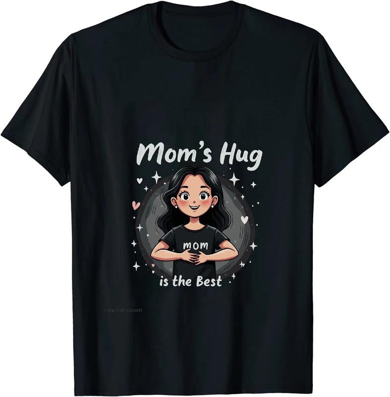 [100% Cotton] Cute Cartoon Girl With Hearts Mom Hug Best T-Shirt Design Hoodie, Sweatshirt | HypeDripTees.com