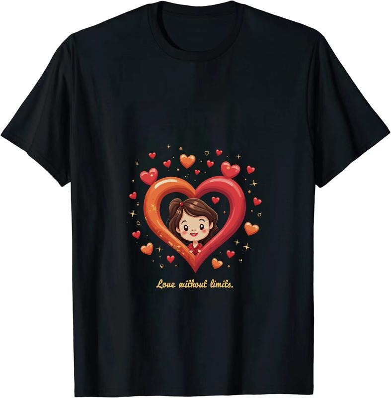 [100% Cotton] Cute Cartoon Heart Love Without Limits Graphic T-Shirt Hoodie, Sweatshirt | HypeDripTees.com