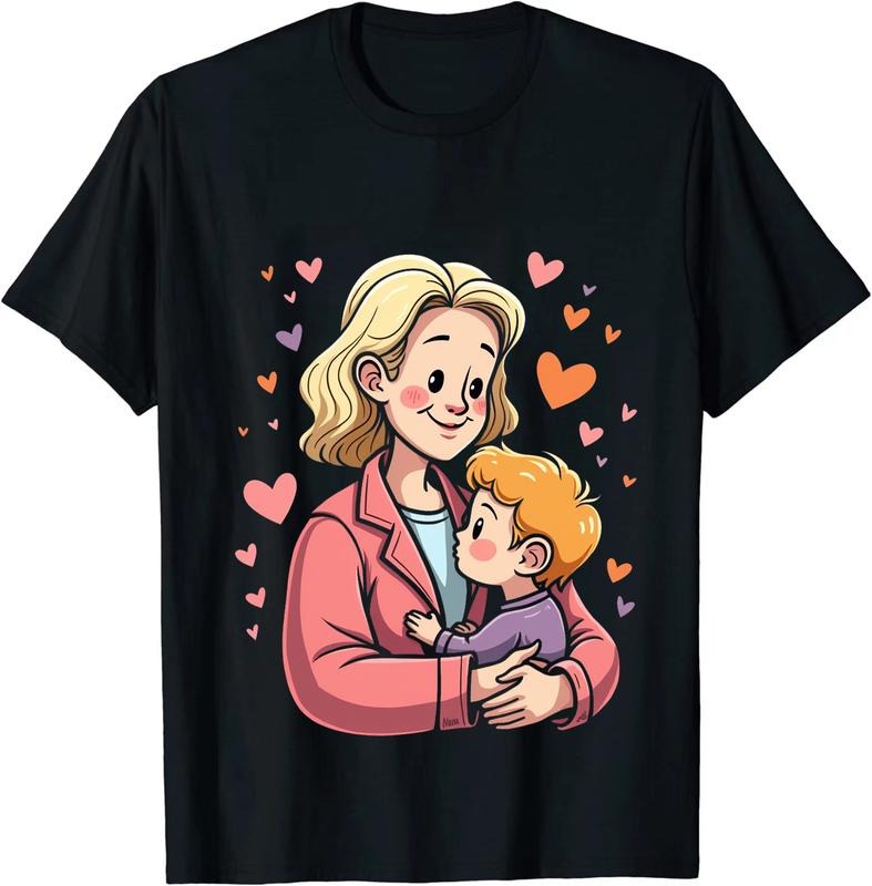 [100% Cotton] Cute Cartoon Parent And Child With Hearts Love T-Shirt Hoodie, Sweatshirt | HypeDripTees.com