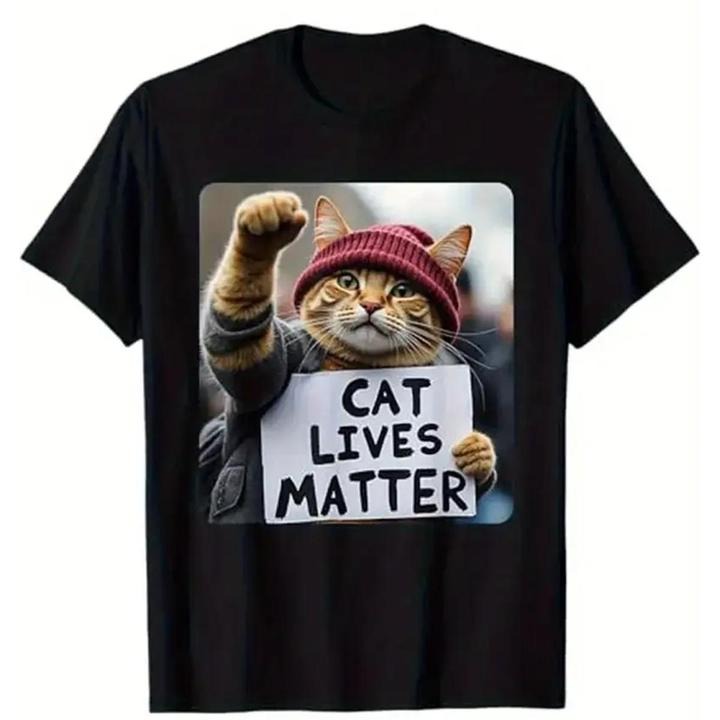 [100% Cotton] Cute Cat Activist Cat Lives Matter Statement T-Shirt Hoodie, Sweatshirt | HypeDripTees.com