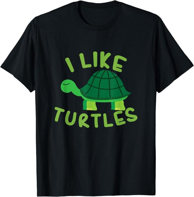 [100% Cotton] Cute Green Turtle With Smile I Like Turtles Graphic T-Shirt Hoodie, Sweatshirt | HypeDripTees.com
