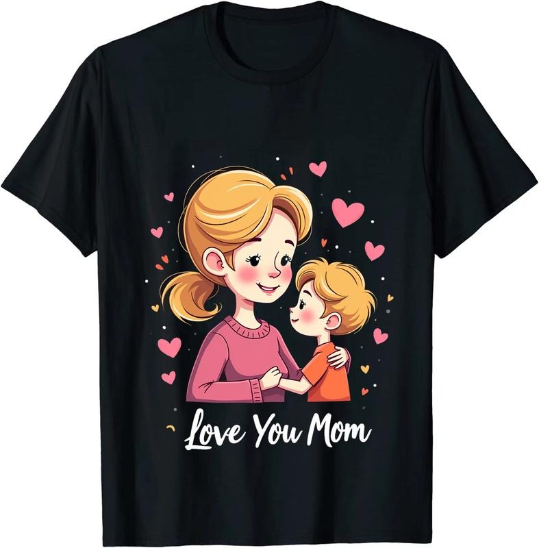 [100% Cotton] Cute Mom And Child Love Heart Cartoon T-Shirt Hoodie, Sweatshirt | HypeDripTees.com