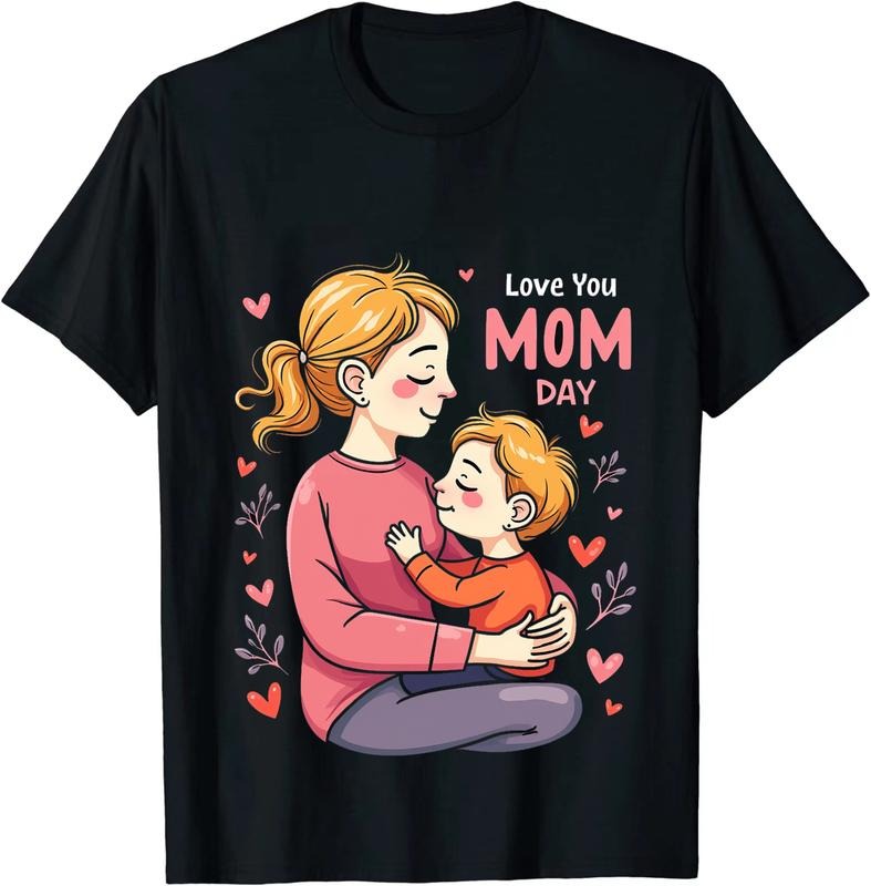 [100% Cotton] Cute Mom And Child Love You MOM DAY T-Shirt With Heart Design Hoodie, Sweatshirt | HypeDripTees.com
