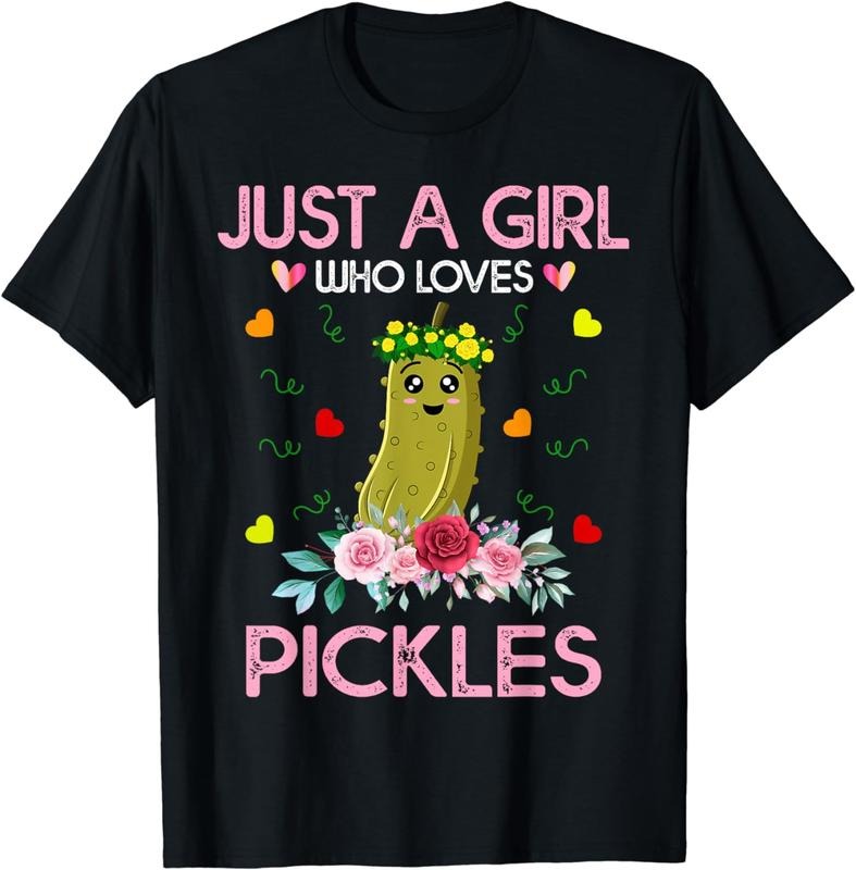 [100% Cotton] Cute Pickle With Flower Crown And Hearts Girly T-Shirt For Pickle Lovers Hoodie, Sweatshirt | HypeDripTees.com