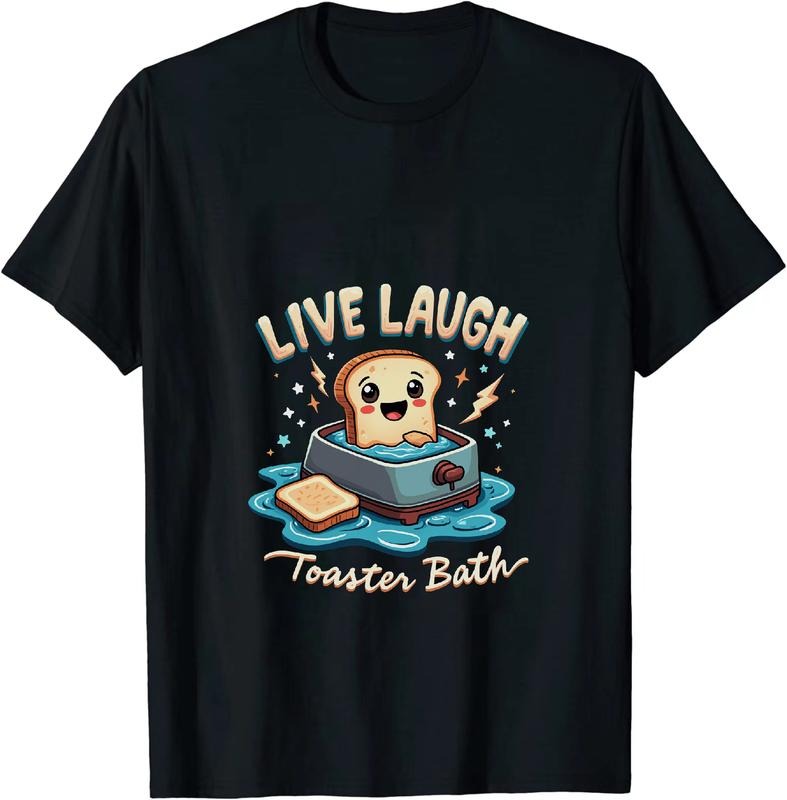 [100% Cotton] Cute Smiling Toast In Toaster With Water Live Laugh T-Shirt Design Hoodie, Sweatshirt | HypeDripTees.com
