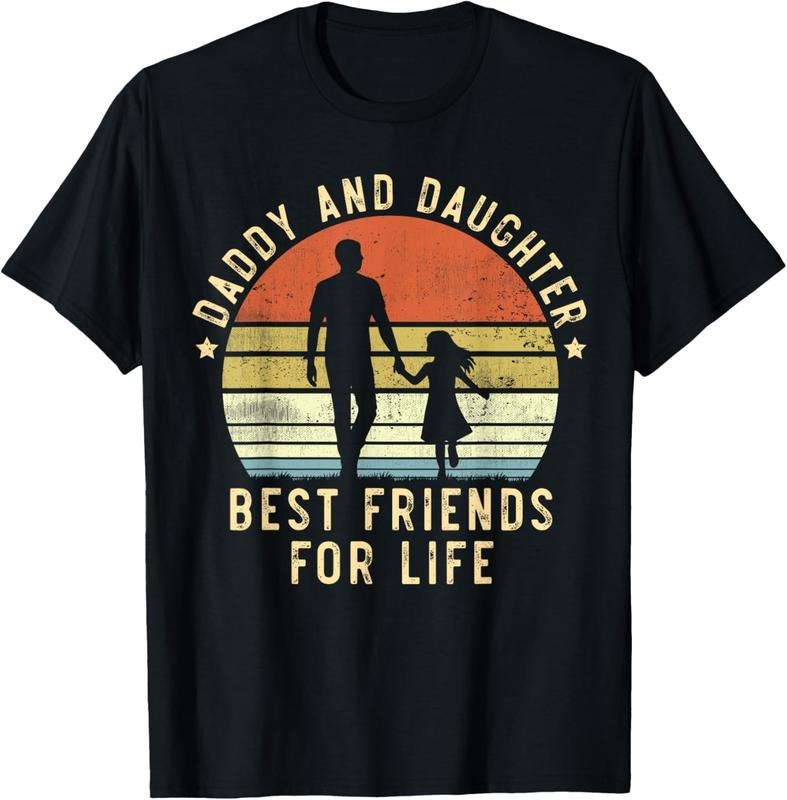 [100% Cotton] Daddy Daughter Best Friends Forever Matching T-Shirt With Retro Sunset Design Hoodie, Sweatshirt