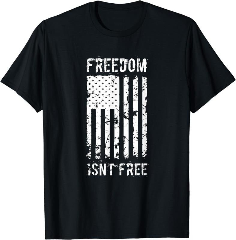 [100% Cotton] Distressed American Flag Freedom Isnt Free Patriotic Vintage Style T-Shirt Hoodie, Sweatshirt