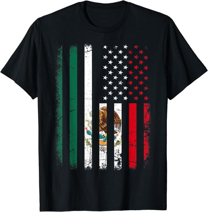 [100% Cotton] Distressed Mexican American Flag Fusion T-Shirt for Patriotic Style Hoodie, Sweatshirt | HypeDripTees.com