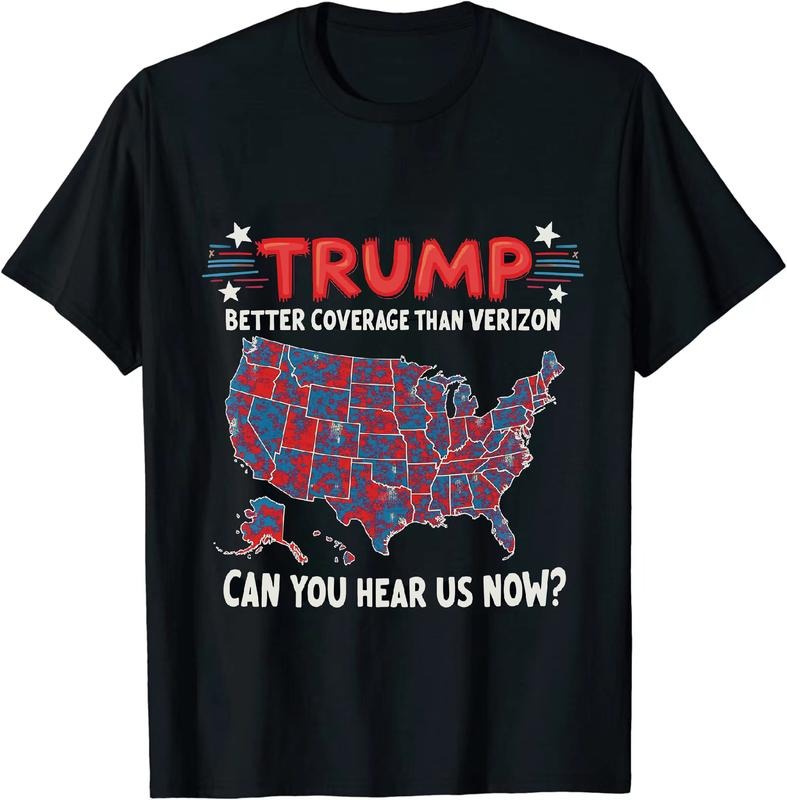 [100% Cotton] Droll Political T - Shirt Trump Better Coverage Than Verizon Can You Hear Us Now for Political