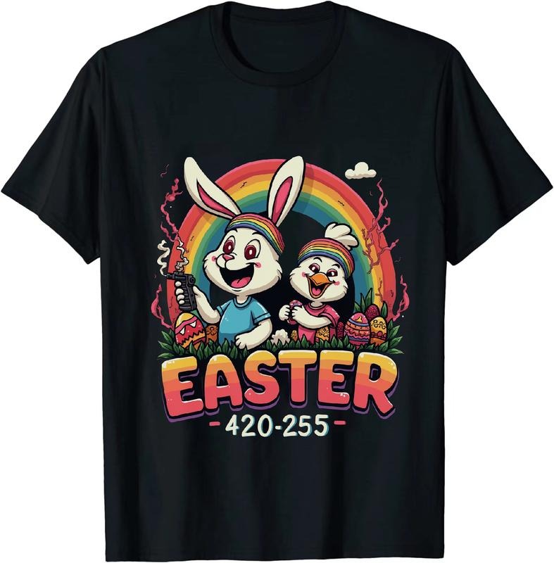 [100% Cotton] Duchessly Easter 4 20 25 T - Shirt With Bunny Duck And Egg Motifs Hoodie, Sweatshirt | HypeDripTees.com