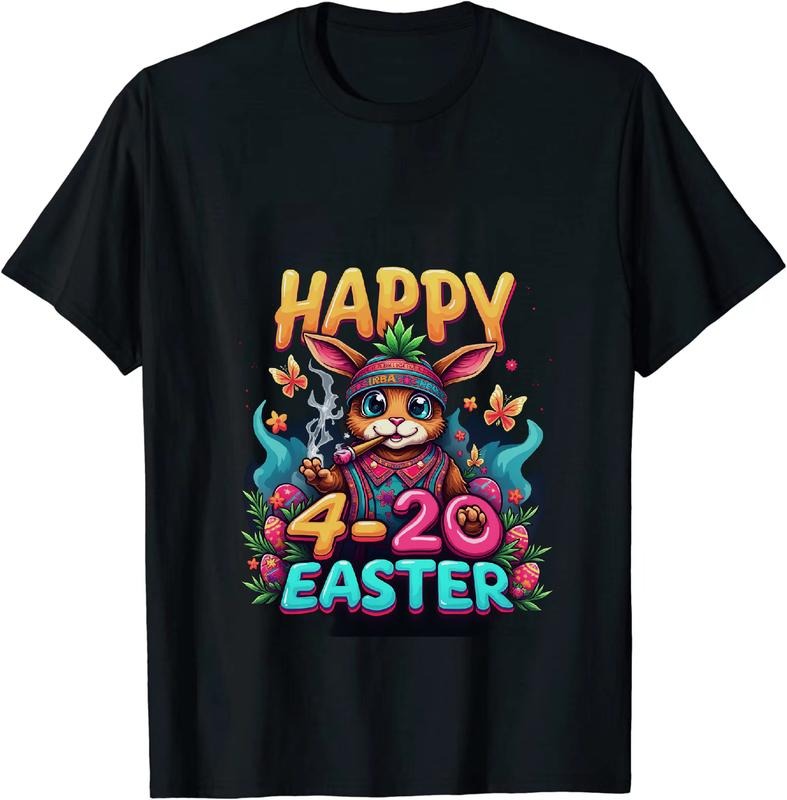 [100% Cotton] Duchessly Happy 4 - 20 Easter T - Shirt With Bunny And Egg Decor Hoodie, Sweatshirt | HypeDripTees.com