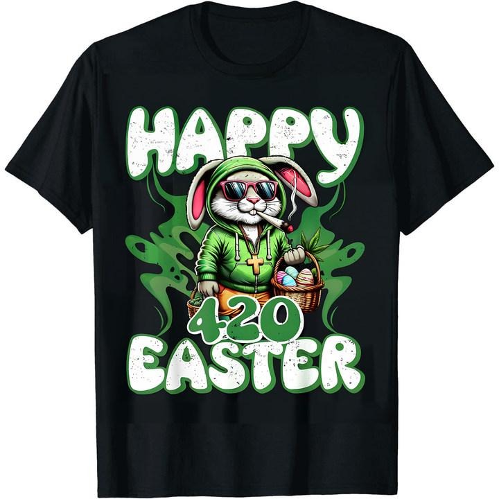 [100% Cotton] Edgy 420 Easter Bunny Graphic T-Shirt for Festive Fun Hoodie, Sweatshirt | HypeDripTees.com
