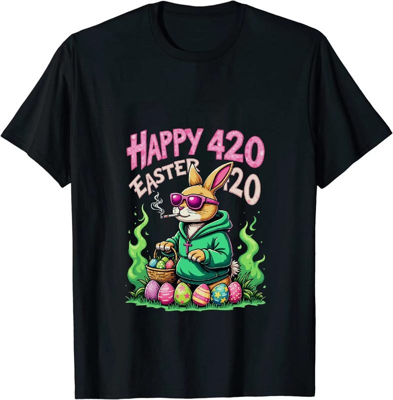 [100% Cotton] Edgy 420 Easter Bunny T - Shirt With Colorful Eggs Hoodie, Sweatshirt | HypeDripTees.com