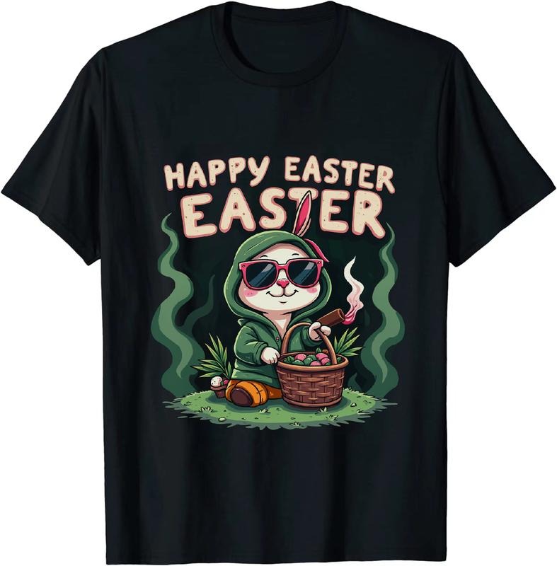 [100% Cotton] Edgy Easter Bunny 420 T - Shirt With Green Smoke Accents Hoodie, Sweatshirt | HypeDripTees.com