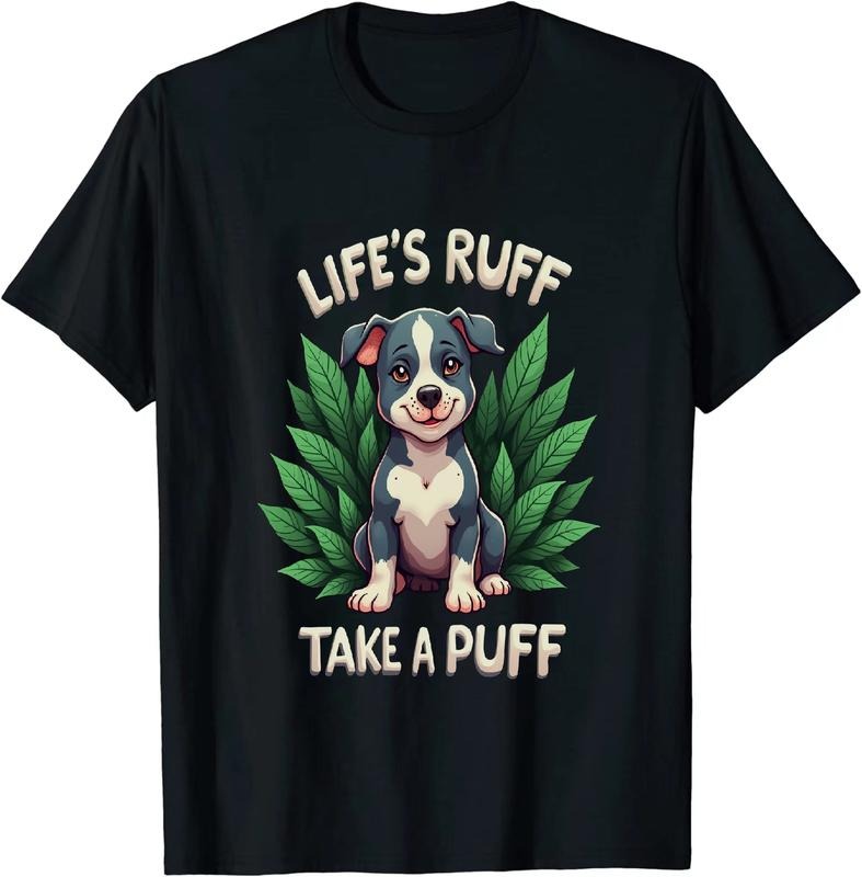 [100% Cotton] Edgy Life's Puff Take a Puff Dog T - Shirt with Greenery Hoodie, Sweatshirt | HypeDripTees.com