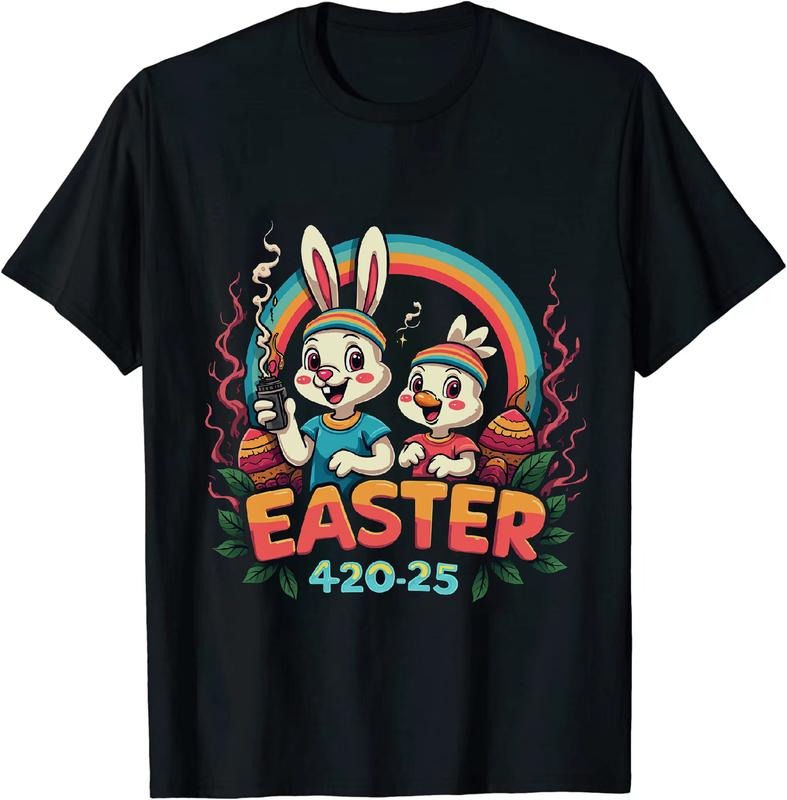 [100% Cotton] Elegant Easter 4 20 25 T - Shirt With Bunny Duck And Egg Art Hoodie, Sweatshirt | HypeDripTees.com