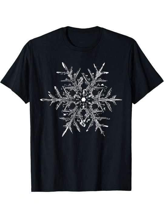 [100% Cotton] Elegant Winter Snowflake Print T-Shirt for Cold Season Style Hoodie, Sweatshirt | HypeDripTees.com