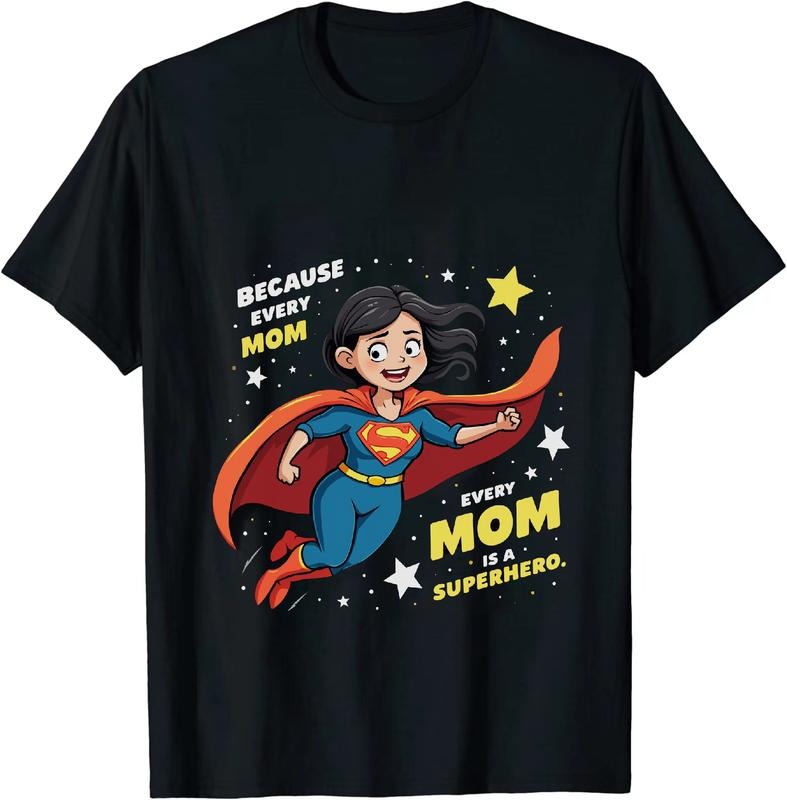 [100% Cotton] Every Mom Is A Superhero Cartoon Design T-Shirt For Women Hoodie, Sweatshirt | HypeDripTees.com