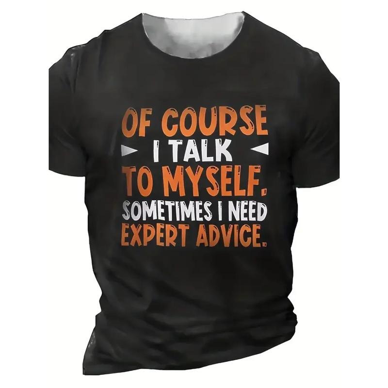 [100% Cotton] Expert Advice Letter Graphic Print Men's Casual Short Sleeve Crew Neck Summer Outdoor Comfortable and...