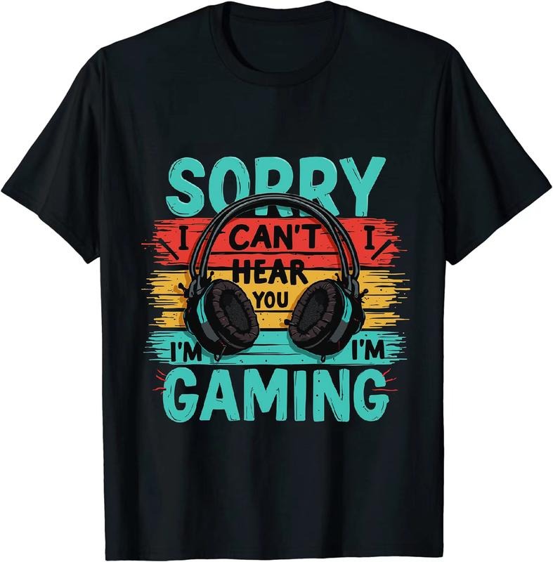 [100% Cotton] Feisty Gamer T - Shirt Sorry I Can't Heou I'm Gaming for Gamer