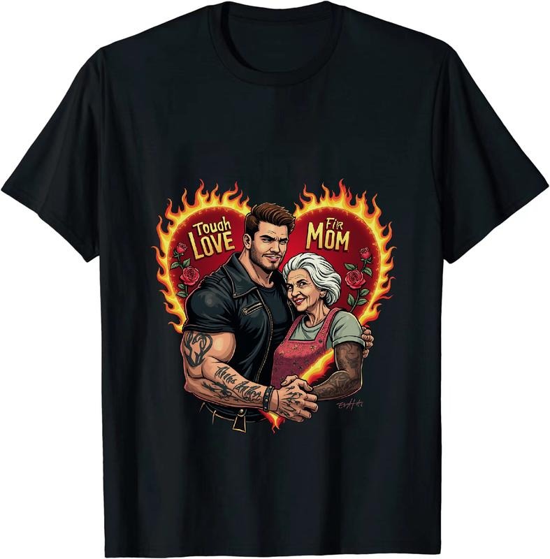 [100% Cotton] Fiery Hearts Love Family Touch Mom Tattoos T-Shirt Design With Roses Hoodie, Sweatshirt | HypeDripTees.com