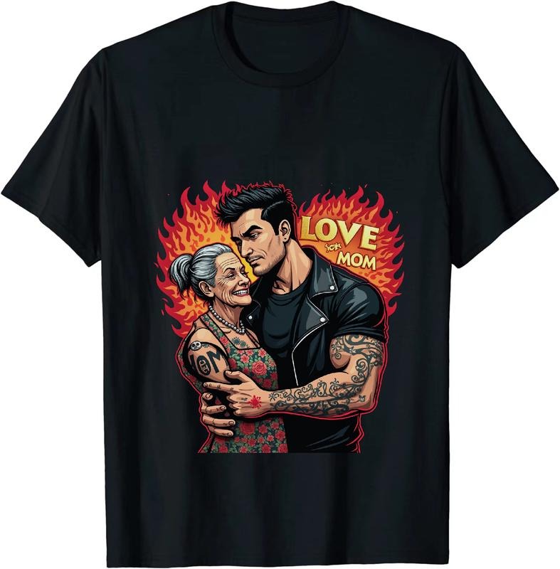 [100% Cotton] Fiery Love Embrace Tattooed Couple In Flames Mom T-Shirt Design Hoodie, Sweatshirt | HypeDripTees.com
