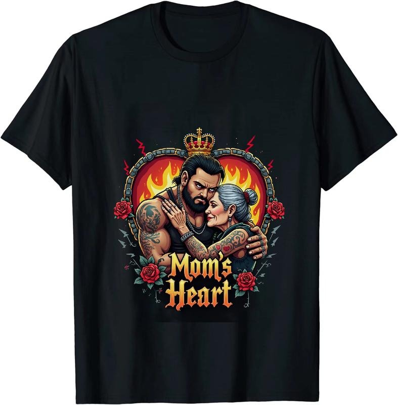 [100% Cotton] Fiery Love Tattooed Couple With Crown And Roses Mom Heart T-Shirt Hoodie, Sweatshirt | HypeDripTees.com
