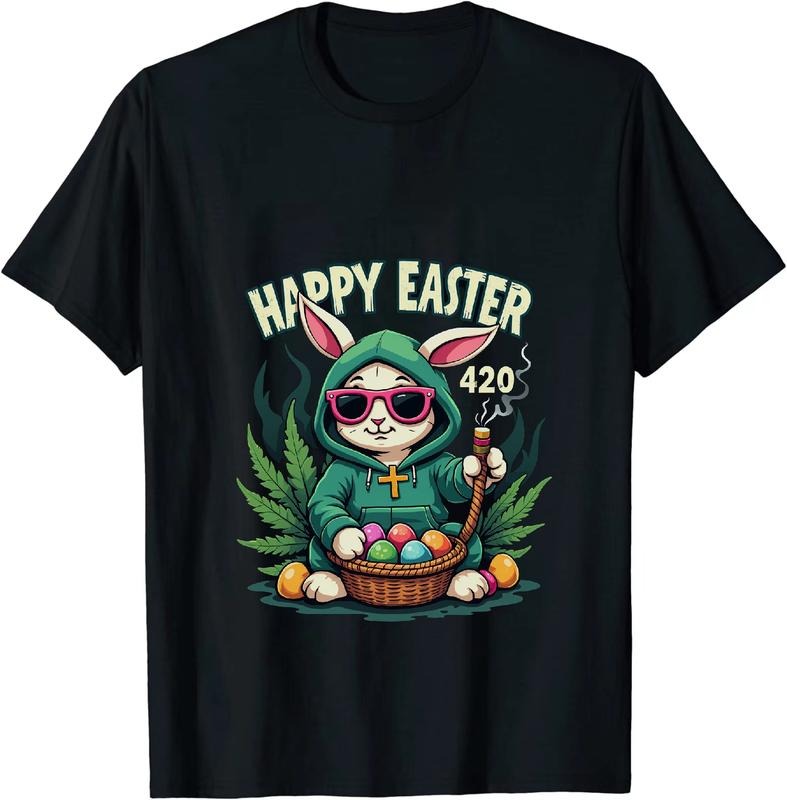 [100% Cotton] Financier 420 Easter Bunny T - Shirt With Green Hoodie Sweatshirt | HypeDripTees.com