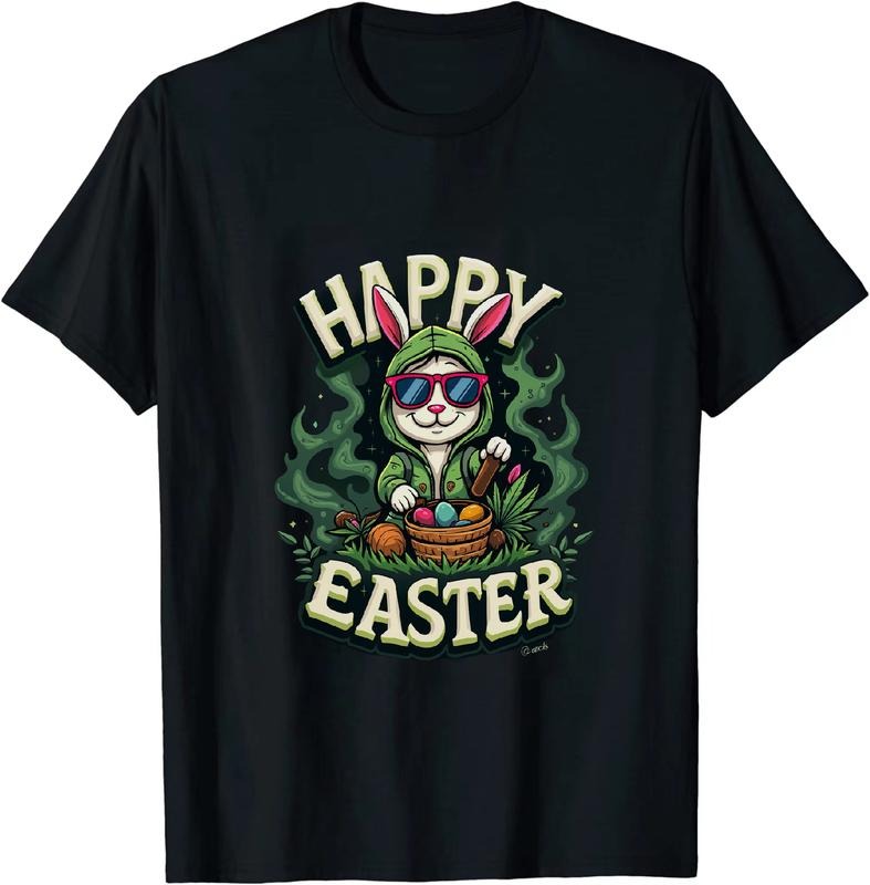 [100% Cotton] Fire AF Easter Bunny 420 T - Shirt Green Accents Hoodie, Sweatshirt | HypeDripTees.com