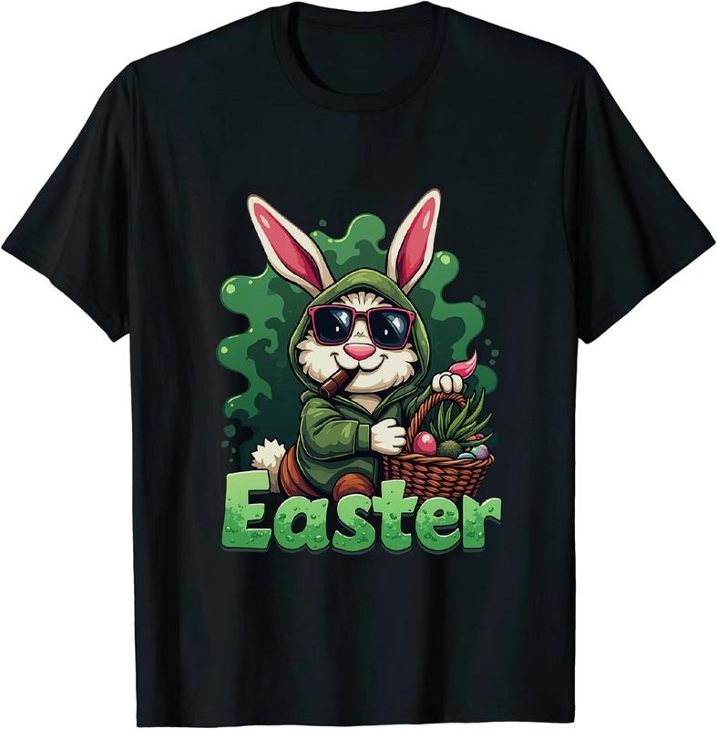 [100% Cotton] Fire Mega Easter Bunny 420 T - Shirt Green Hue Hoodie, Sweatshirt | HypeDripTees.com