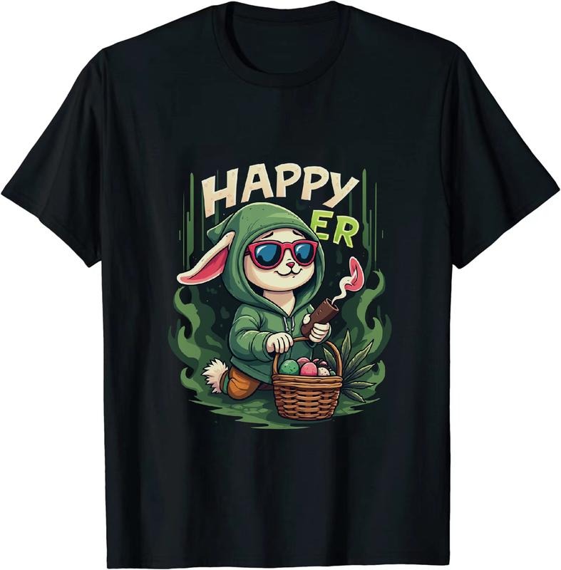 [100% Cotton] Fire Zen Easter Bunny 420 T - Shirt Green Hue Hoodie, Sweatshirt | HypeDripTees.com