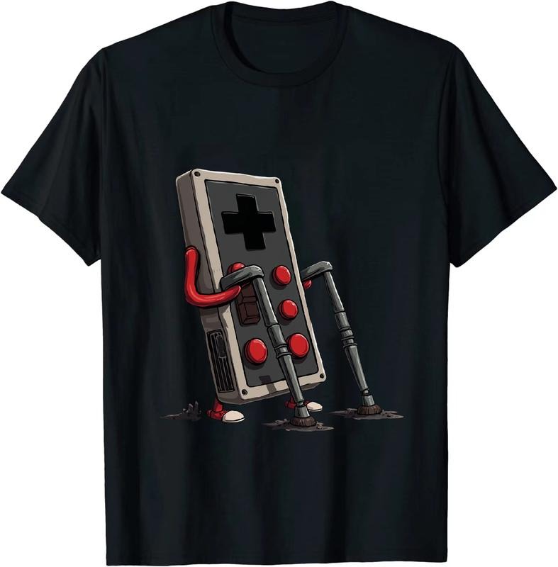 [100% Cotton] Funky Game Console On Crutches T - Shirt For Gaming Enthusiasts Hoodie, Sweatshirt | HypeDripTees.com