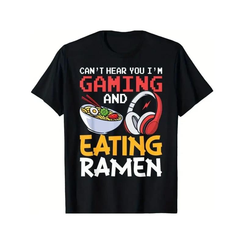 [100% Cotton] Funny Can't Hear You I'm Gaming And Eating Ramen Gamer Gift Unisex T-Shirt Hoodie, Sweatshirt