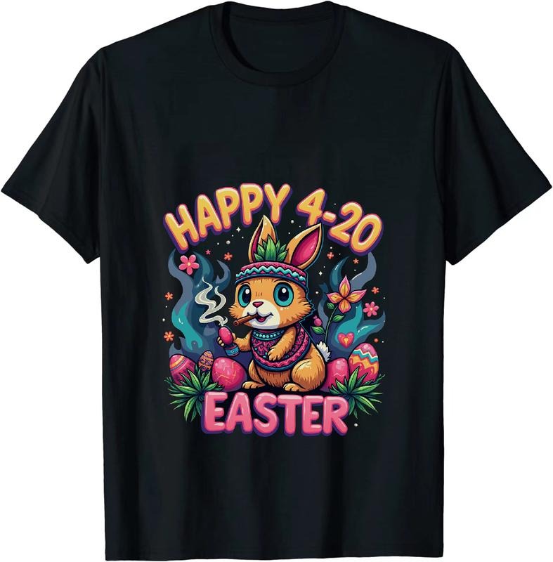 [100% Cotton] Glamorous Happy 4 - 20 Easter T - Shirt With Bunny And Decor Hoodie, Sweatshirt | HypeDripTees.com