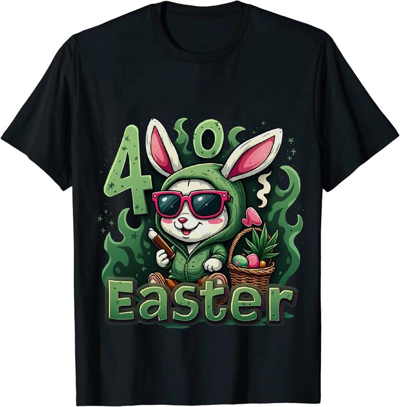 [100% Cotton] Groovy Easter Bunny Smoking 420 T - Shirt For Festive Fun Hoodie, Sweatshirt | HypeDripTees.com