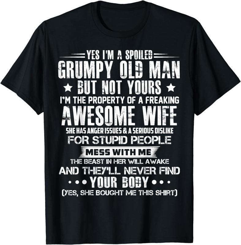 [100% Cotton] Grumpy Old Man T-Shirt For Awesome Wife With Anger Issues And No Patience For Stupid People Hoodie, Sweatshirt