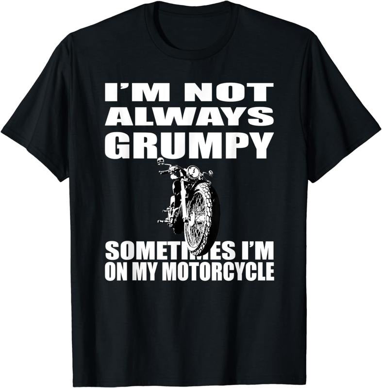[100% Cotton] Grumpy Rider Happy On Motorcycle Black And White Design T-Shirt Hoodie, Sweatshirt | HypeDripTees.com