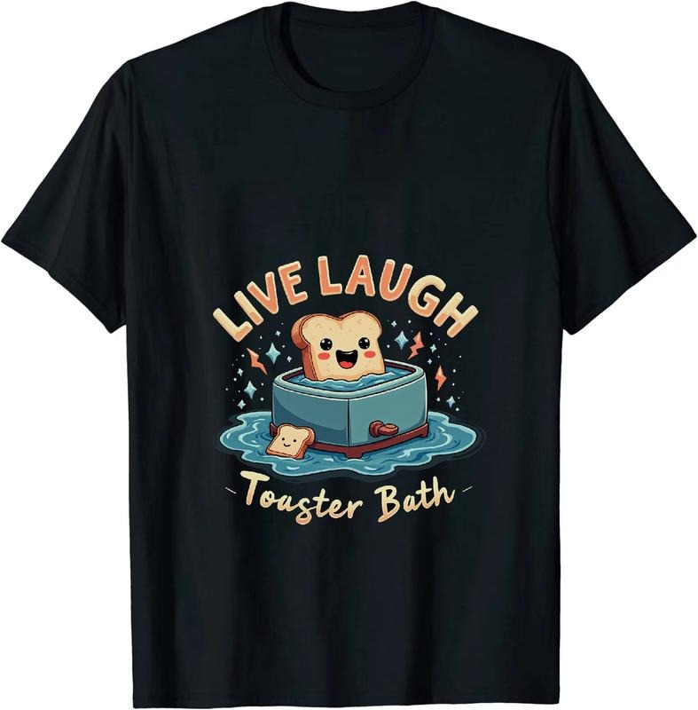 [100% Cotton] Happy Toast In Toaster Bath Live Laugh Cute Cartoon T-Shirt Hoodie, Sweatshirt | HypeDripTees.com