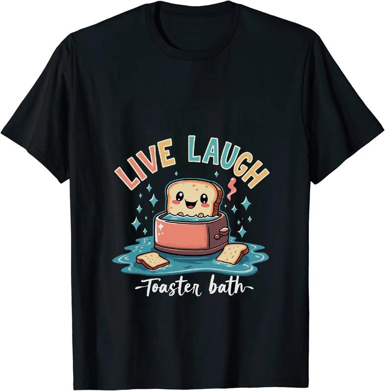 [100% Cotton] Happy Toast In Toaster Bath With Sparkles Fun Graphic T-Shirt Hoodie, Sweatshirt | HypeDripTees.com