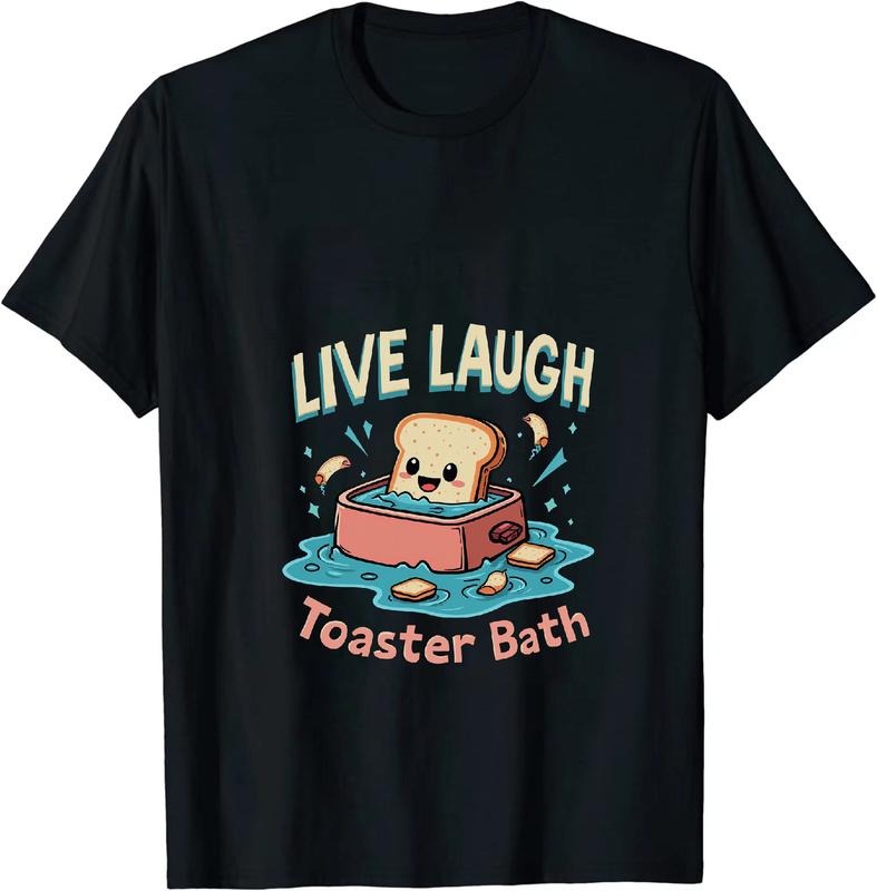 [100% Cotton] Happy Toast In Water Toaster Bath Humor Graphic T-Shirt Hoodie, Sweatshirt | HypeDripTees.com
