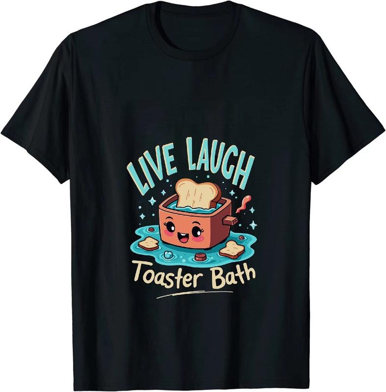 [100% Cotton] Happy Toaster Bath Time With Bread Slices Fun Graphic T-Shirt Hoodie, Sweatshirt | HypeDripTees.com
